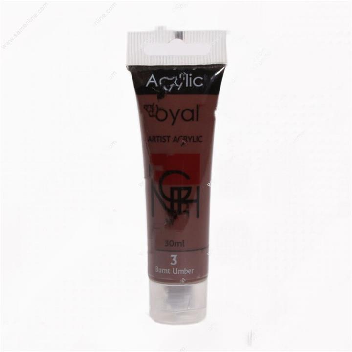 رنگ اکریلیک 30 میل رویال شماره 3 Burnt Umber